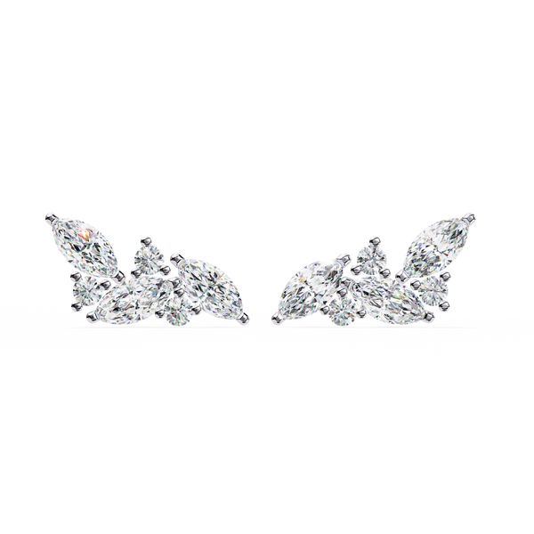 Marquise Cut Cluster Diamond Stud Earrings