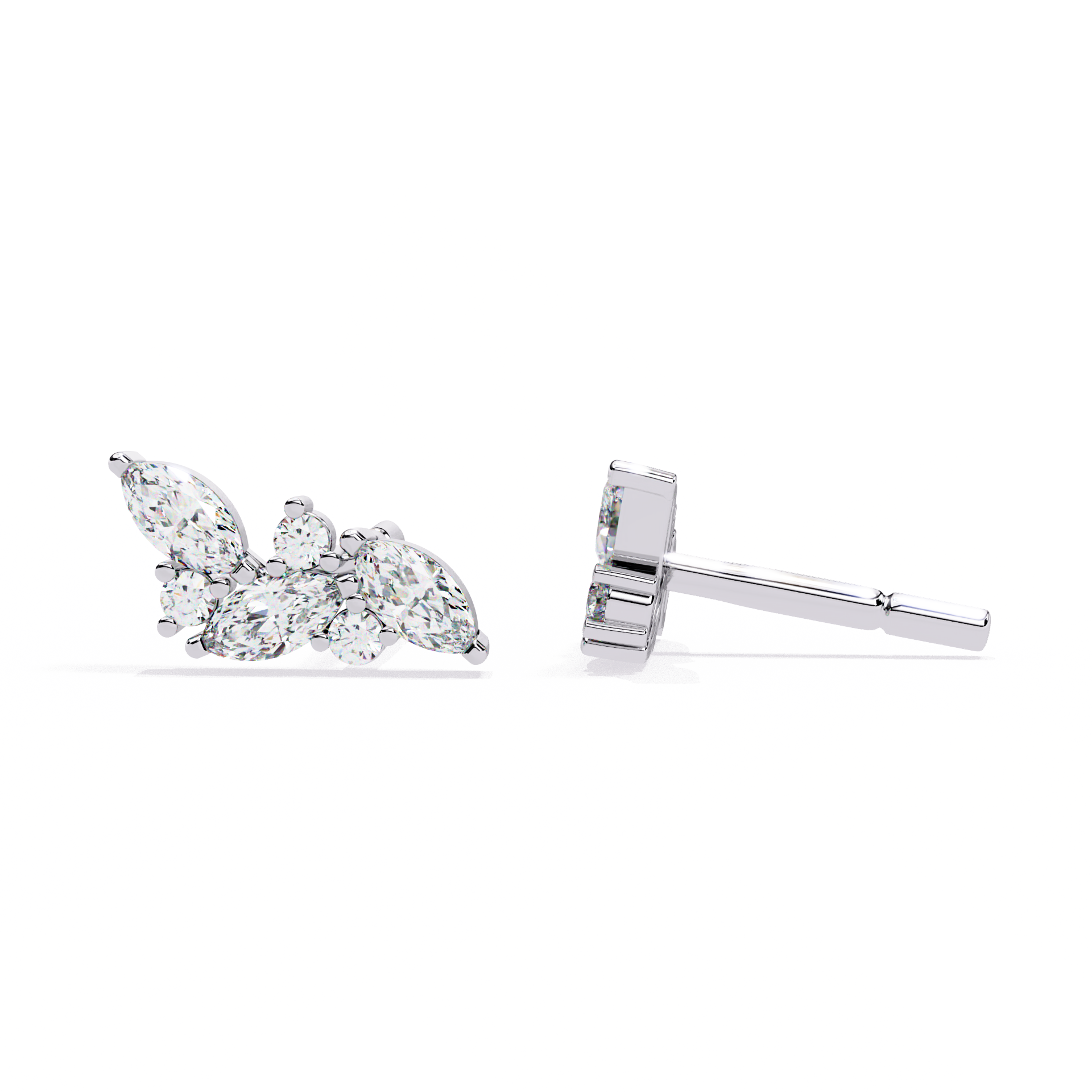 Marquise Cut Cluster Diamond Stud Earrings