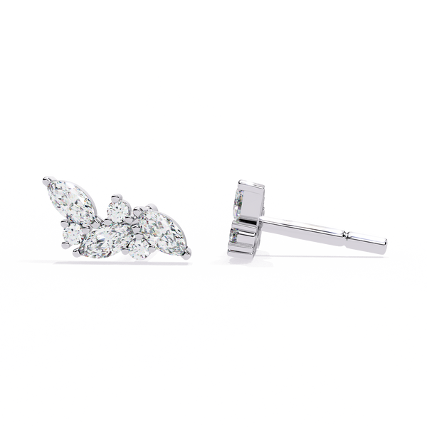 Marquise Cut Cluster Diamond Stud Earrings
