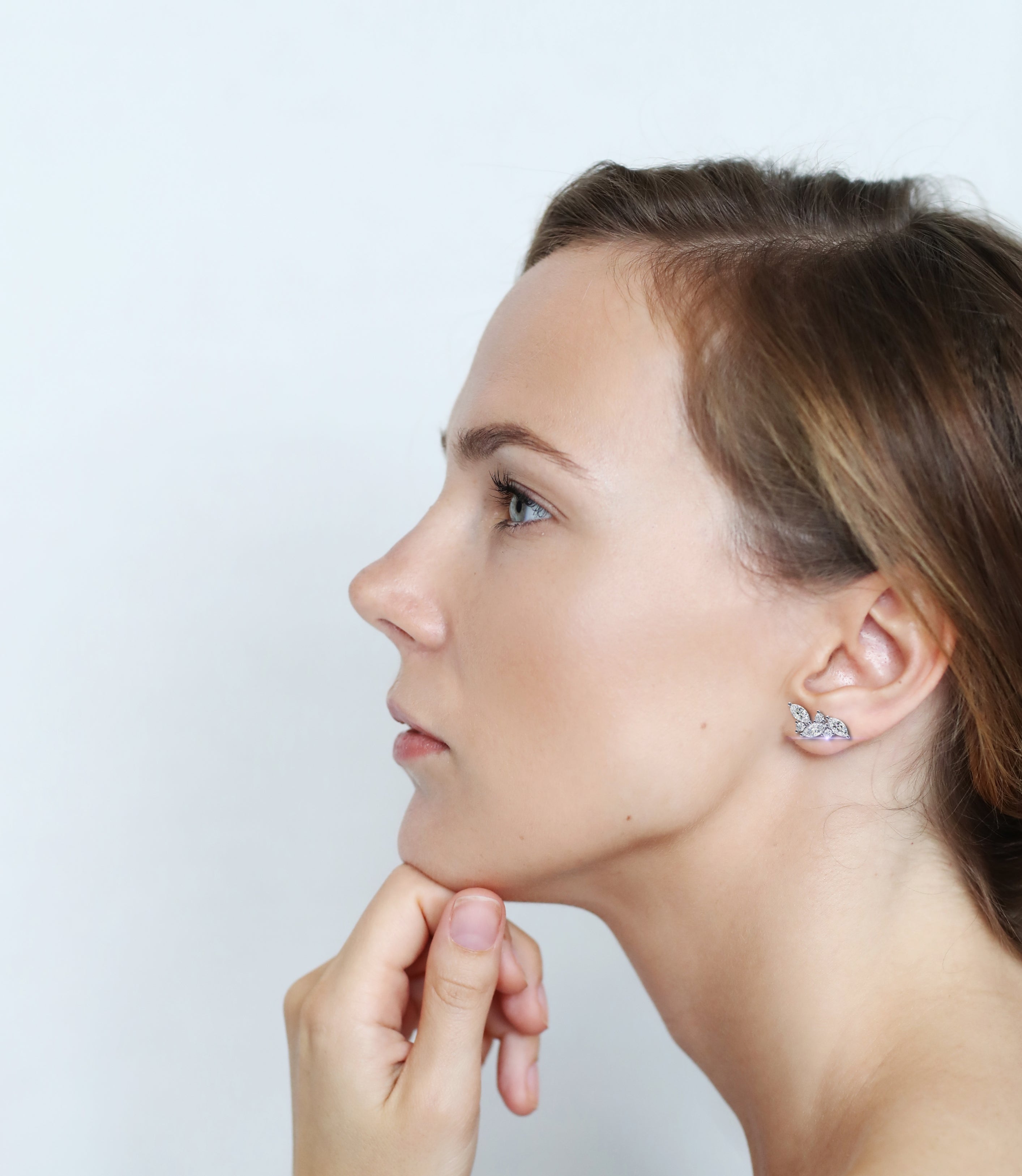 Marquise Cut Cluster Diamond Stud Earrings