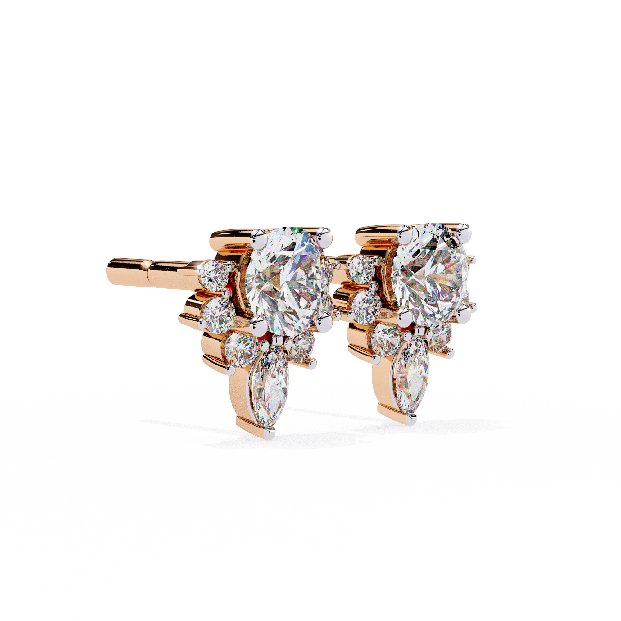 Dazzling Solitaire Diamond Burst Stud Earrings