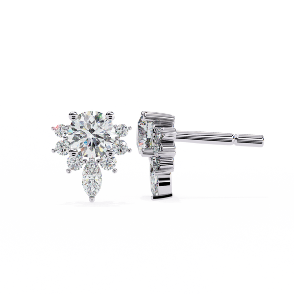Dazzling Solitaire Diamond Burst Stud Earrings