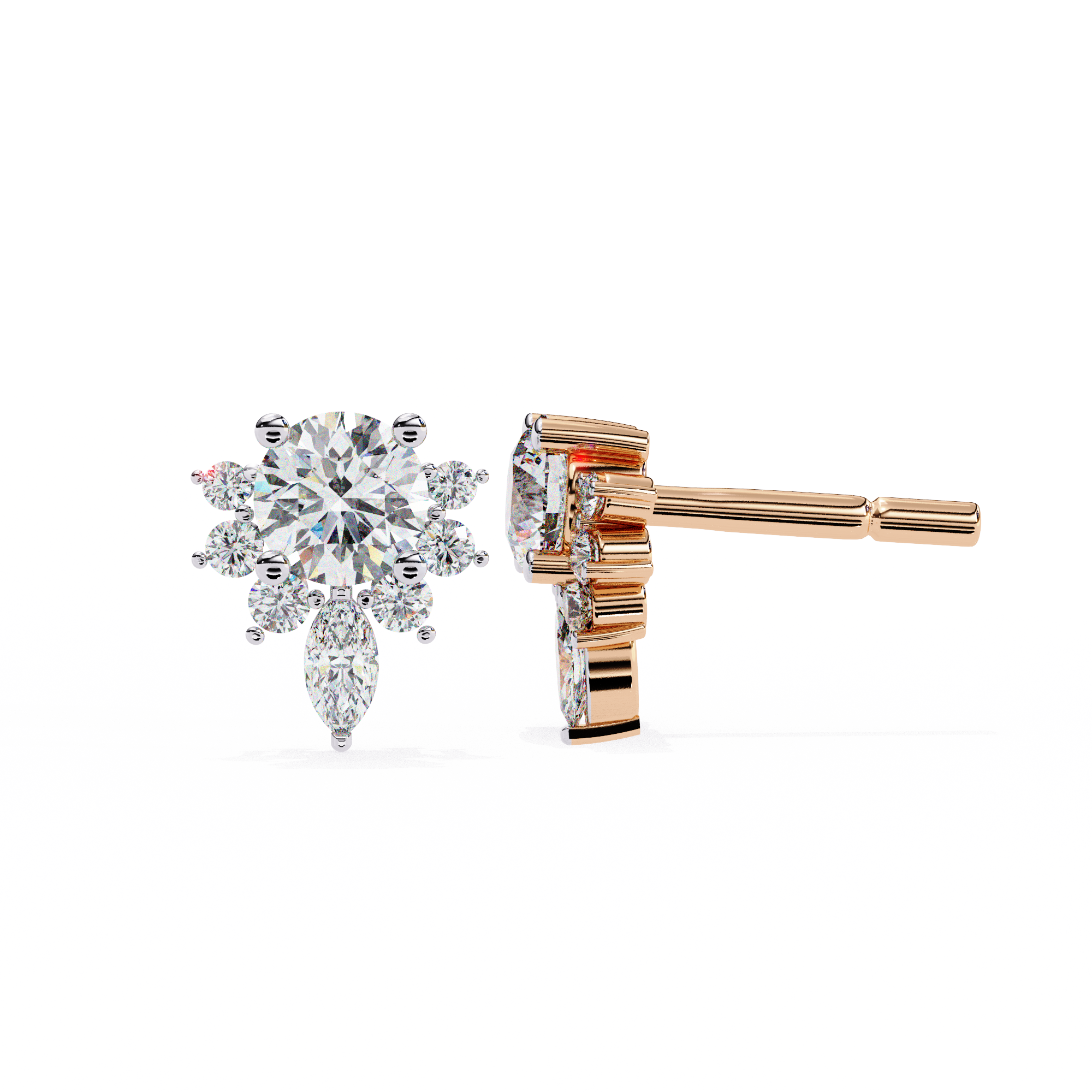 Dazzling Solitaire Diamond Burst Stud Earrings