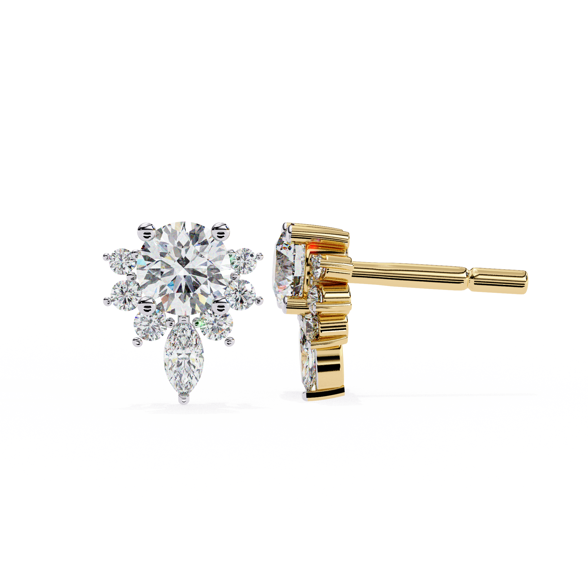 Dazzling Solitaire Diamond Burst Stud Earrings