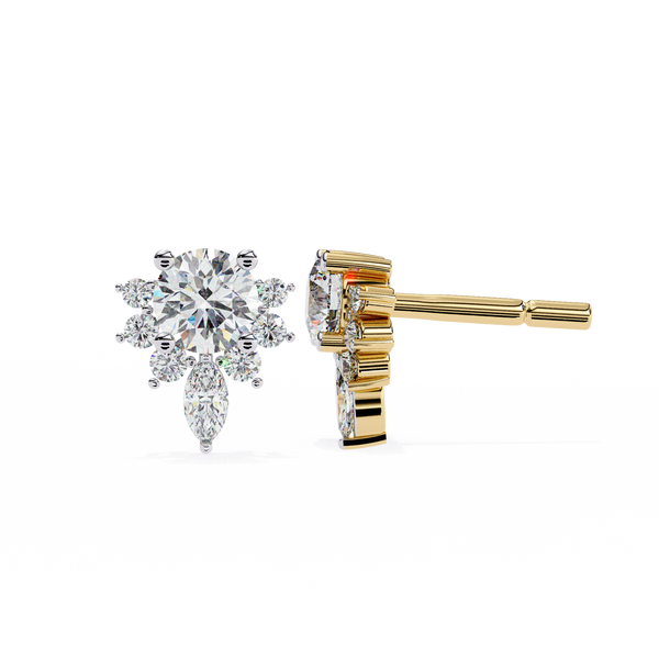 Dazzling Solitaire Diamond Burst Stud Earrings