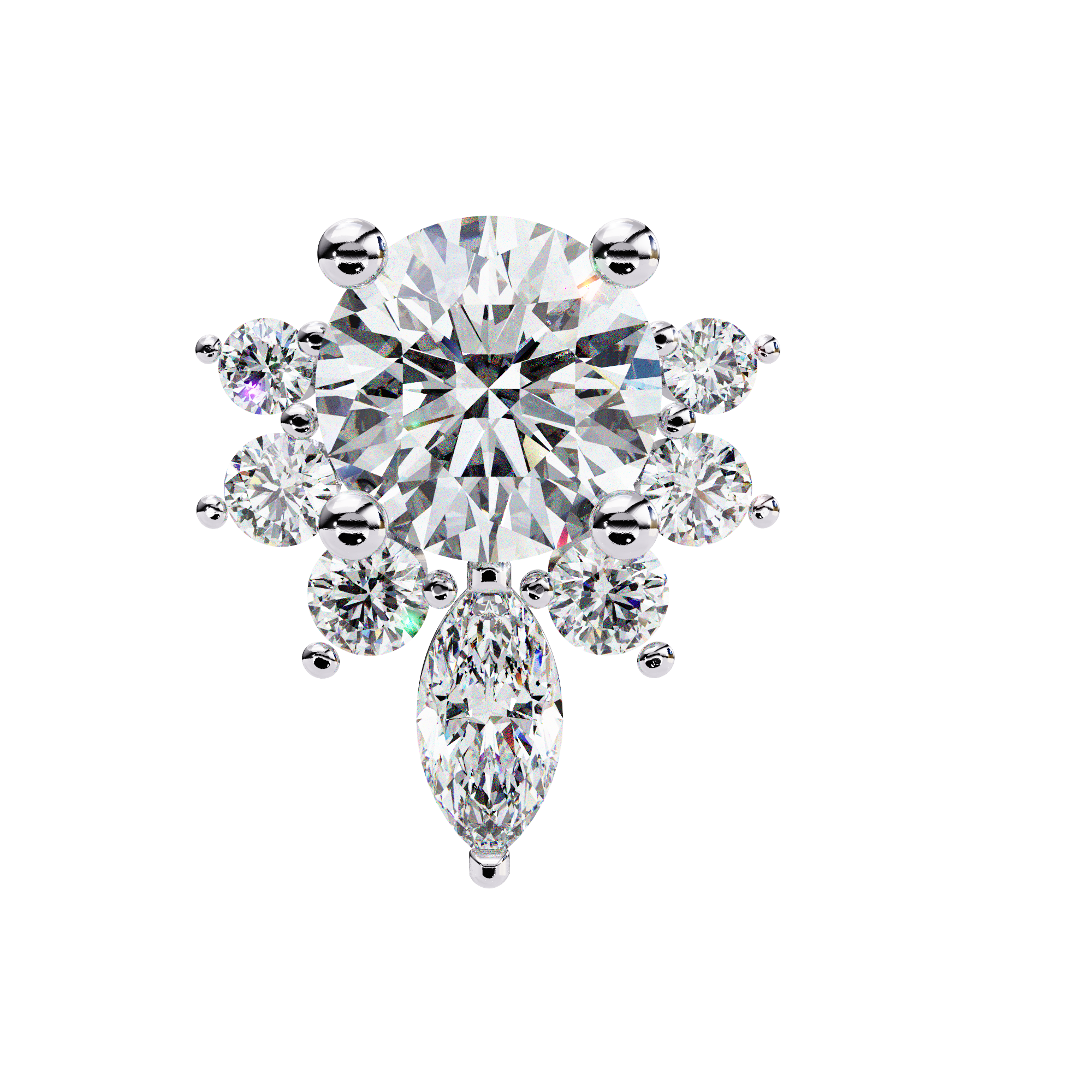 Dazzling Solitaire Diamond Burst Stud Earrings