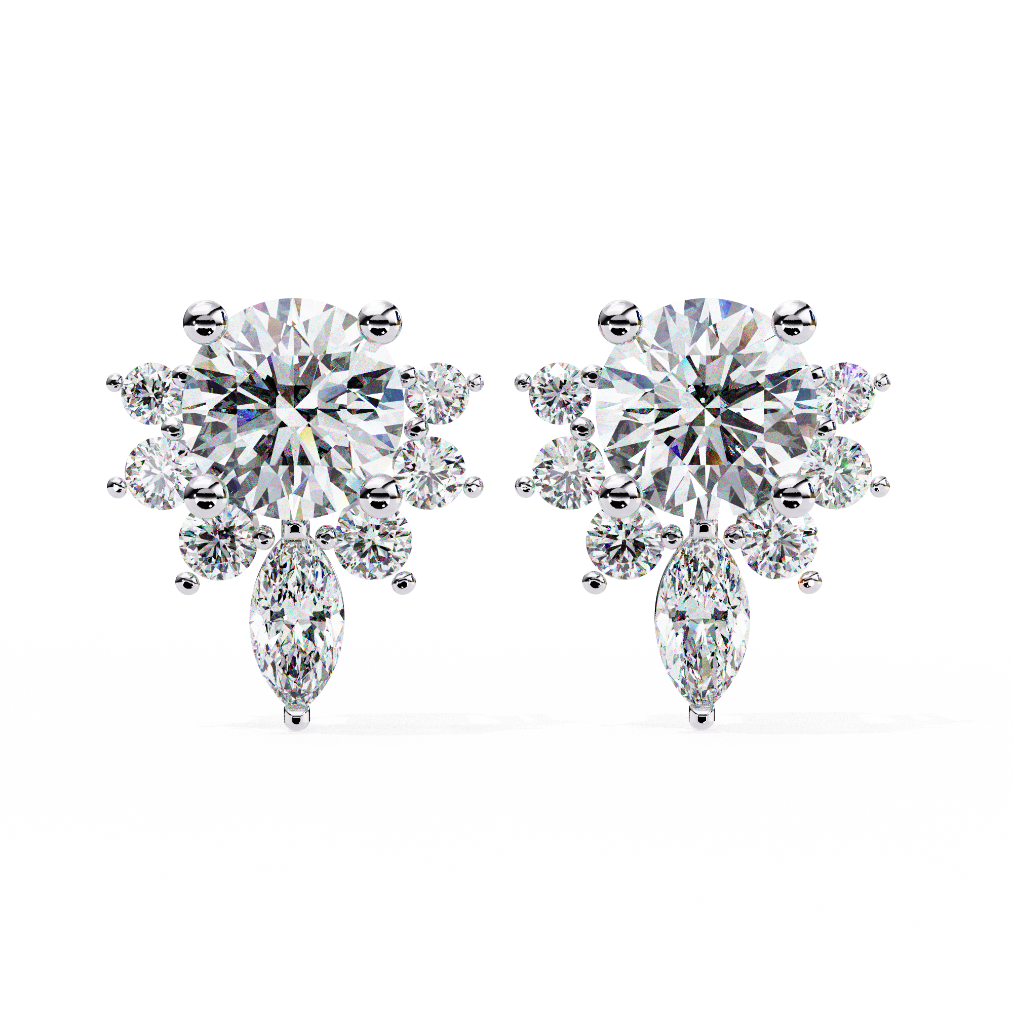 Dazzling Solitaire Diamond Burst Stud Earrings