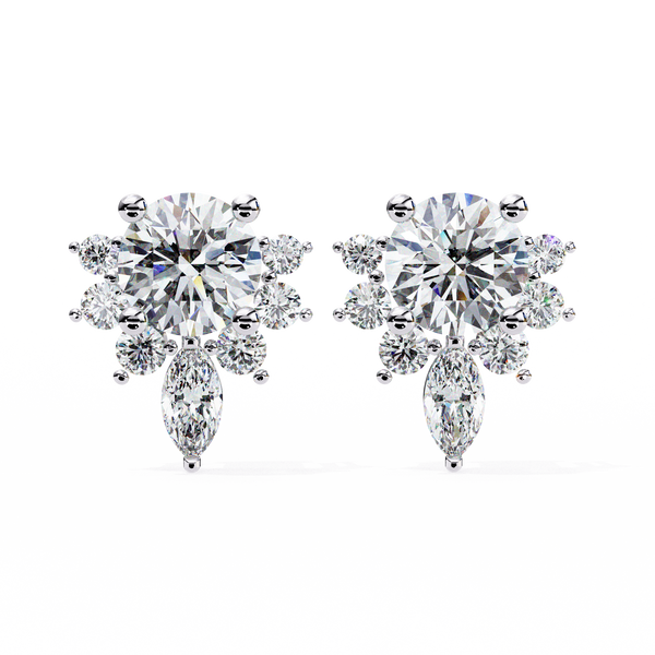 Dazzling Solitaire Diamond Burst Stud Earrings