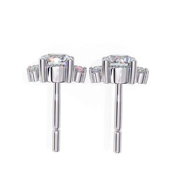 Dazzling Solitaire Diamond Burst Stud Earrings