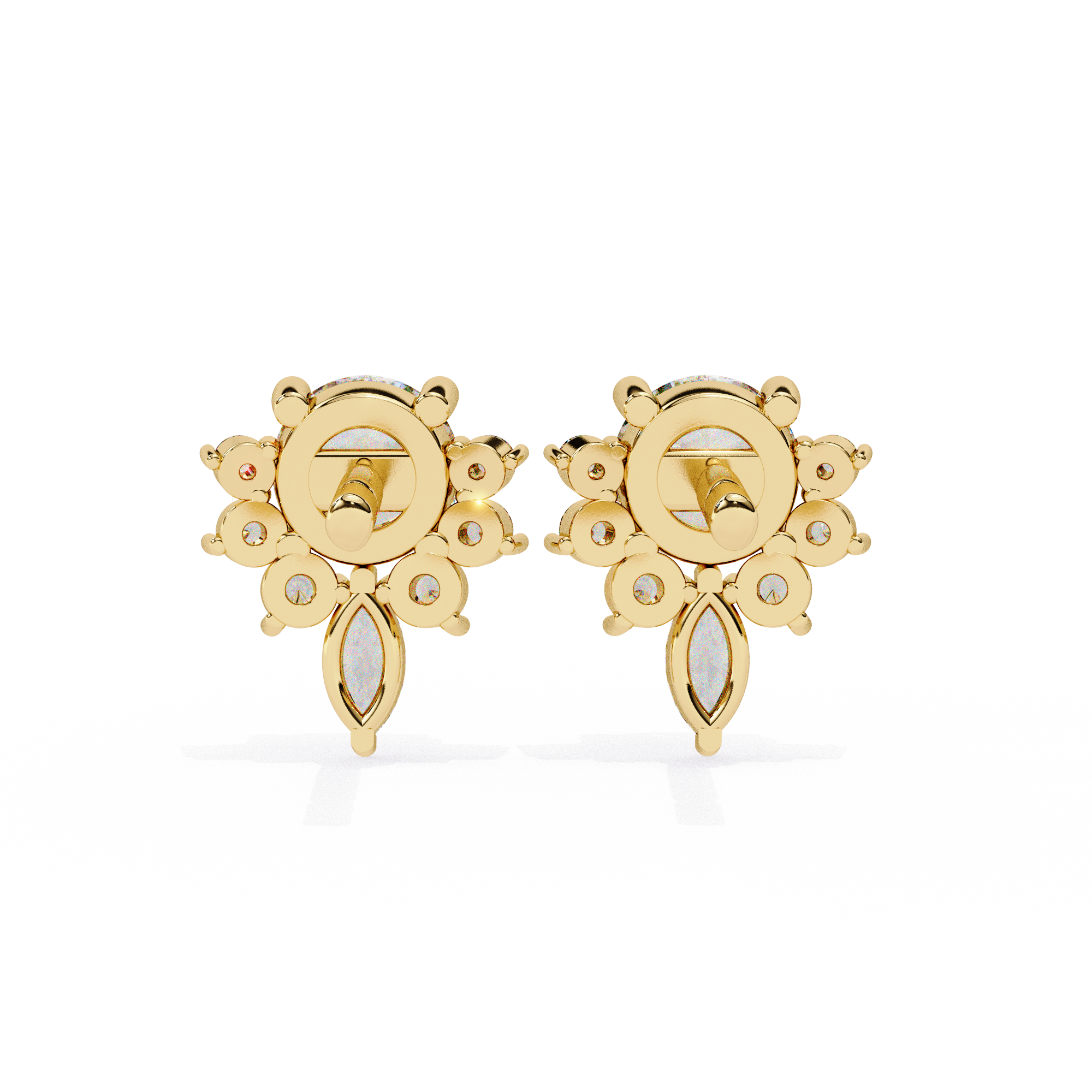Dazzling Solitaire Diamond Burst Stud Earrings