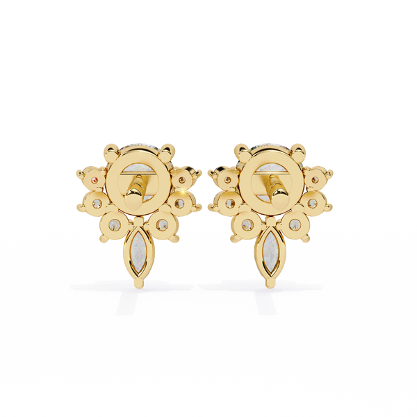 Dazzling Solitaire Diamond Burst Stud Earrings