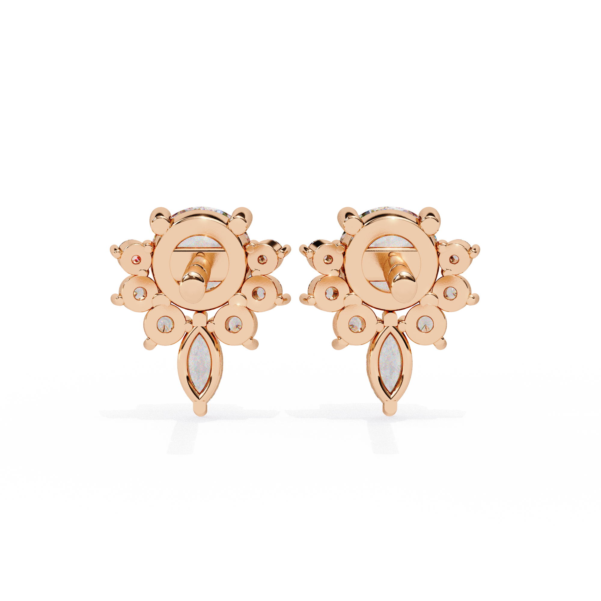Dazzling Solitaire Diamond Burst Stud Earrings