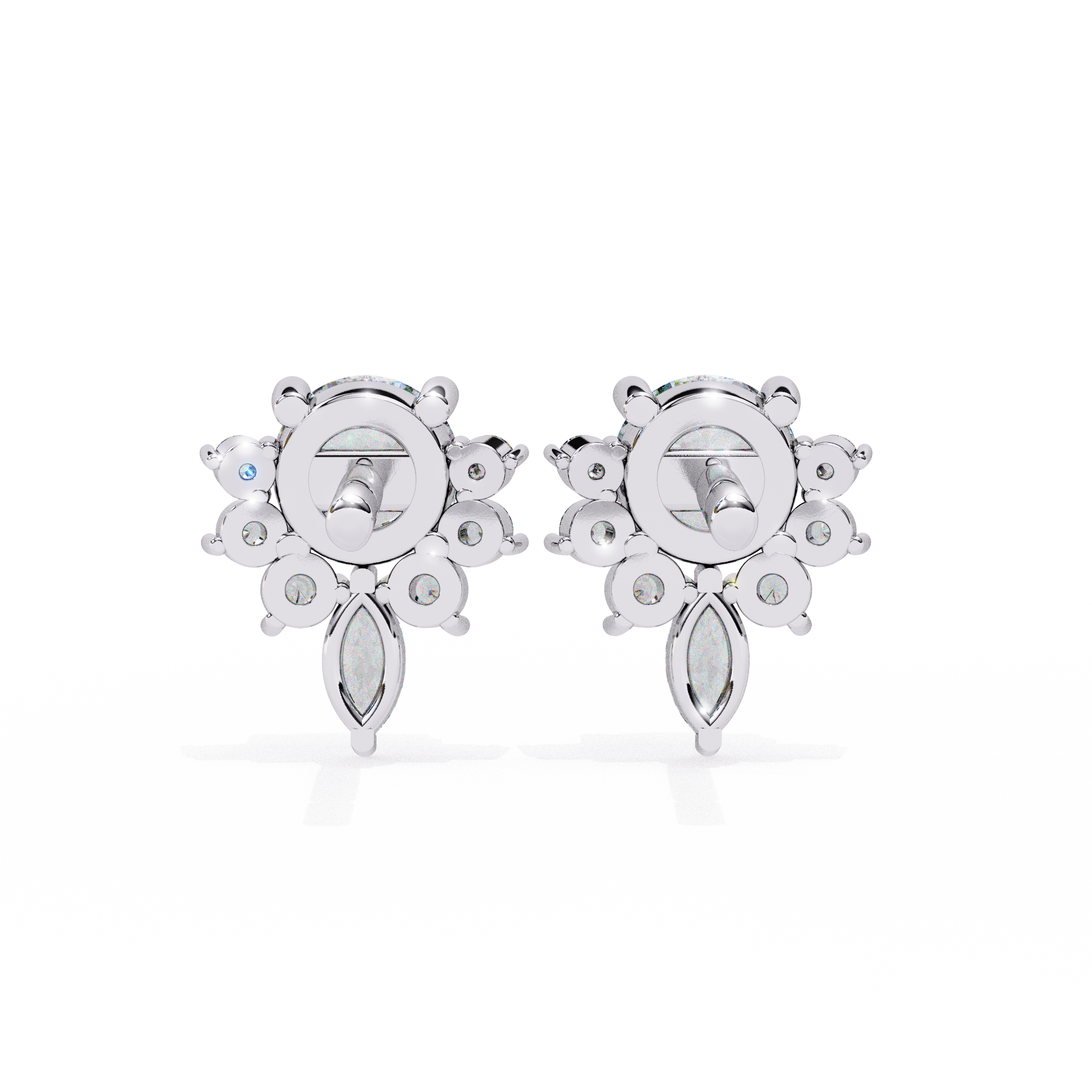 Dazzling Solitaire Diamond Burst Stud Earrings