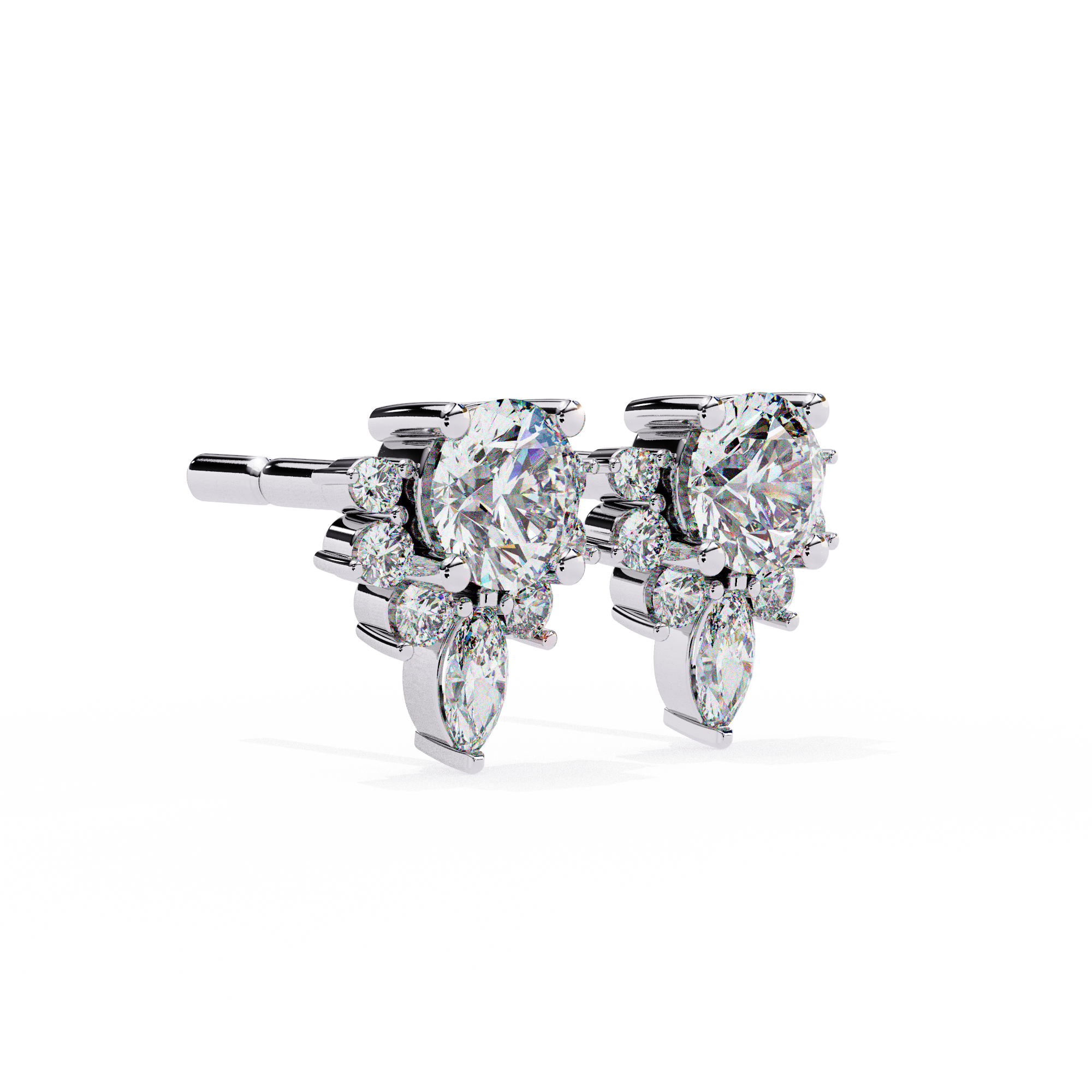 Dazzling Solitaire Diamond Burst Stud Earrings