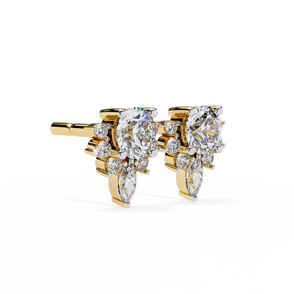 Dazzling Solitaire Diamond Burst Stud Earrings