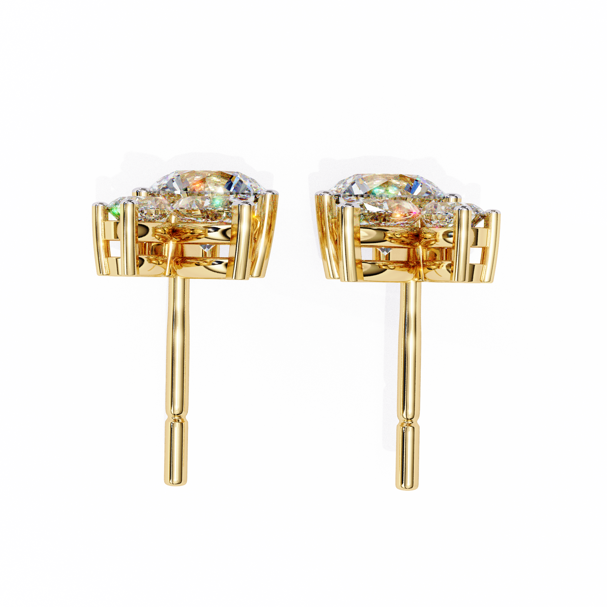 Sparkling Marquise and Round Diamond Stud Earrings