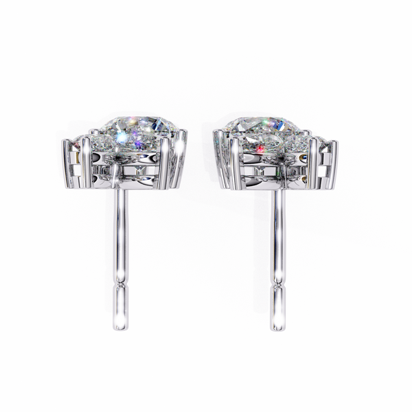 Sparkling Marquise and Round Diamond Stud Earrings