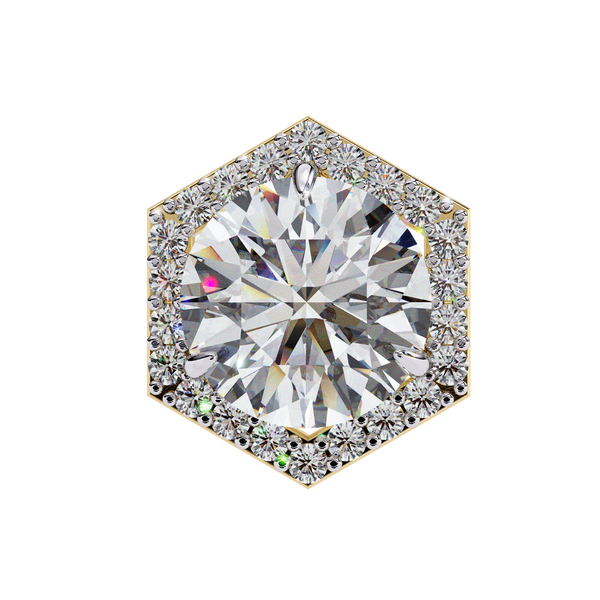 Hexagonal Halo Diamond Stud Earrings