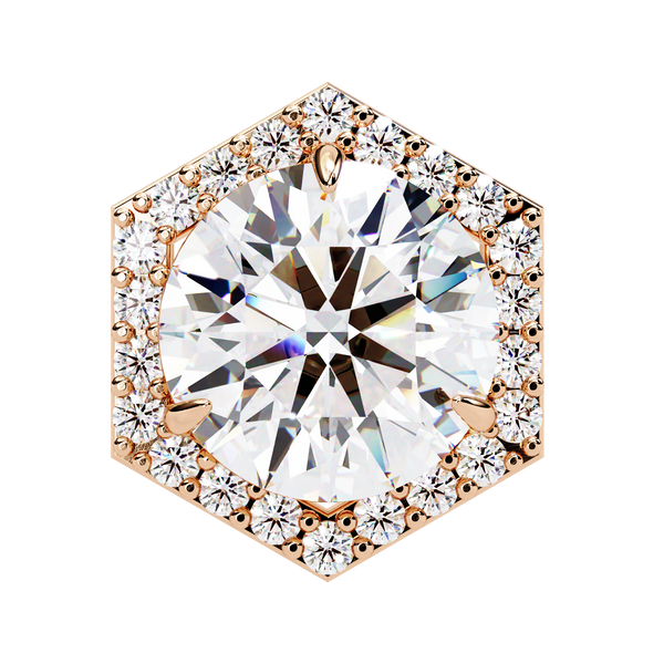 Hexagonal Halo Diamond Stud Earrings