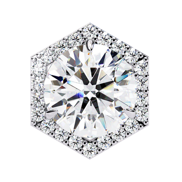 Hexagonal Halo Diamond Stud Earrings