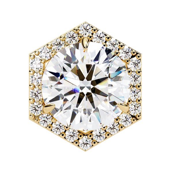 Hexagonal Halo Diamond Stud Earrings