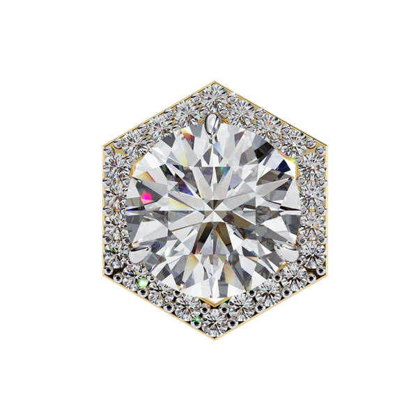 Hexagonal Halo Diamond Stud Earrings