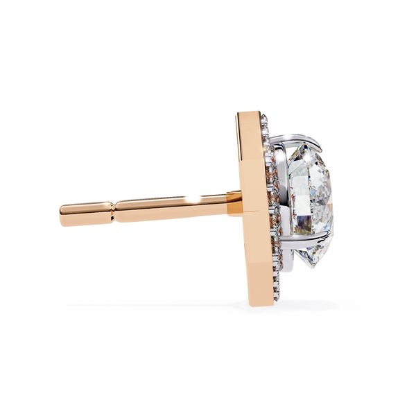 Hexagonal Halo Diamond Stud Earrings