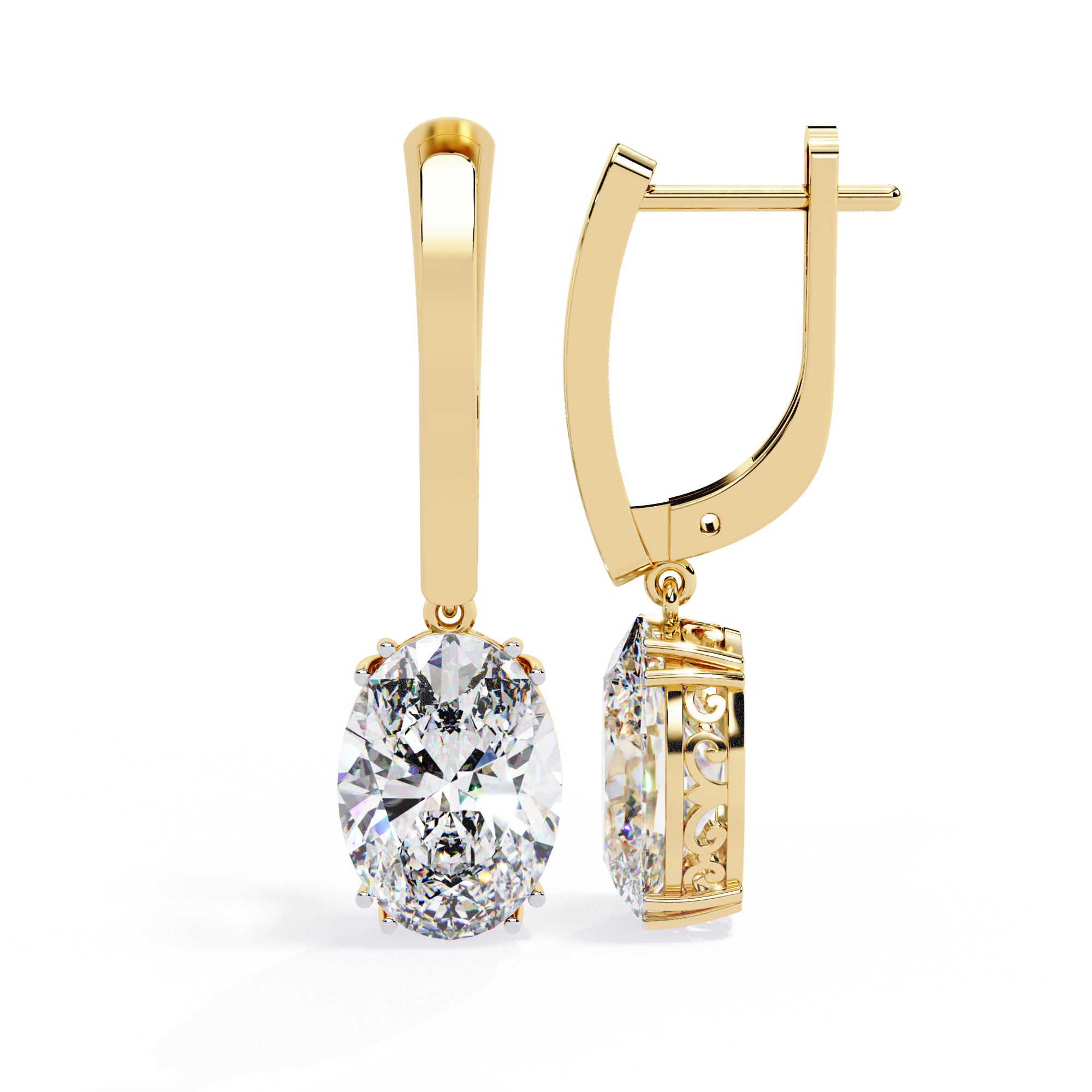 Luxury Oval Diamond Drop Earrings
