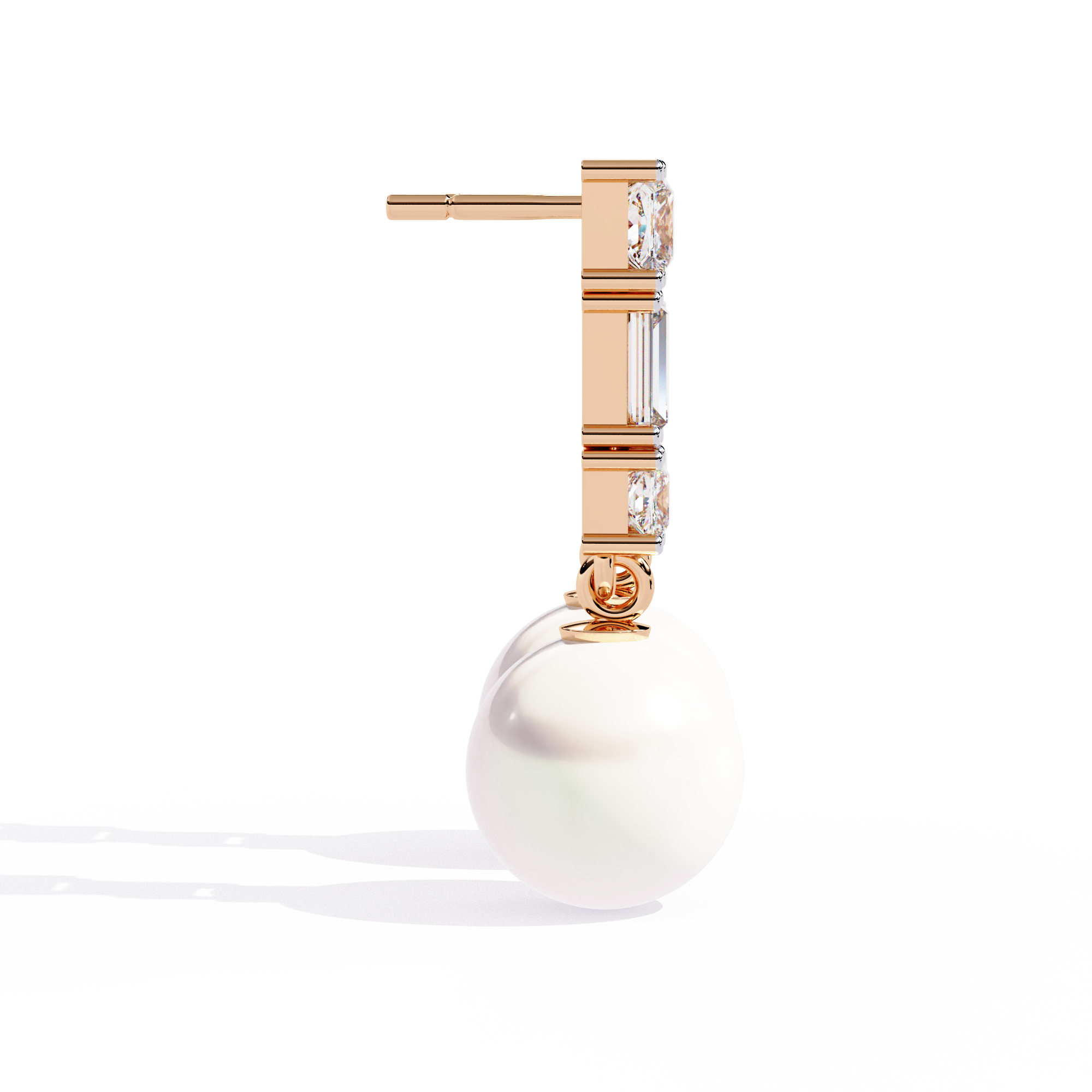 Square Cut Diamond Pearl Drops