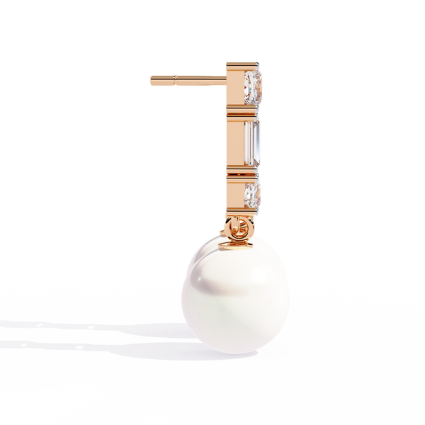 Square Cut Diamond Pearl Drops