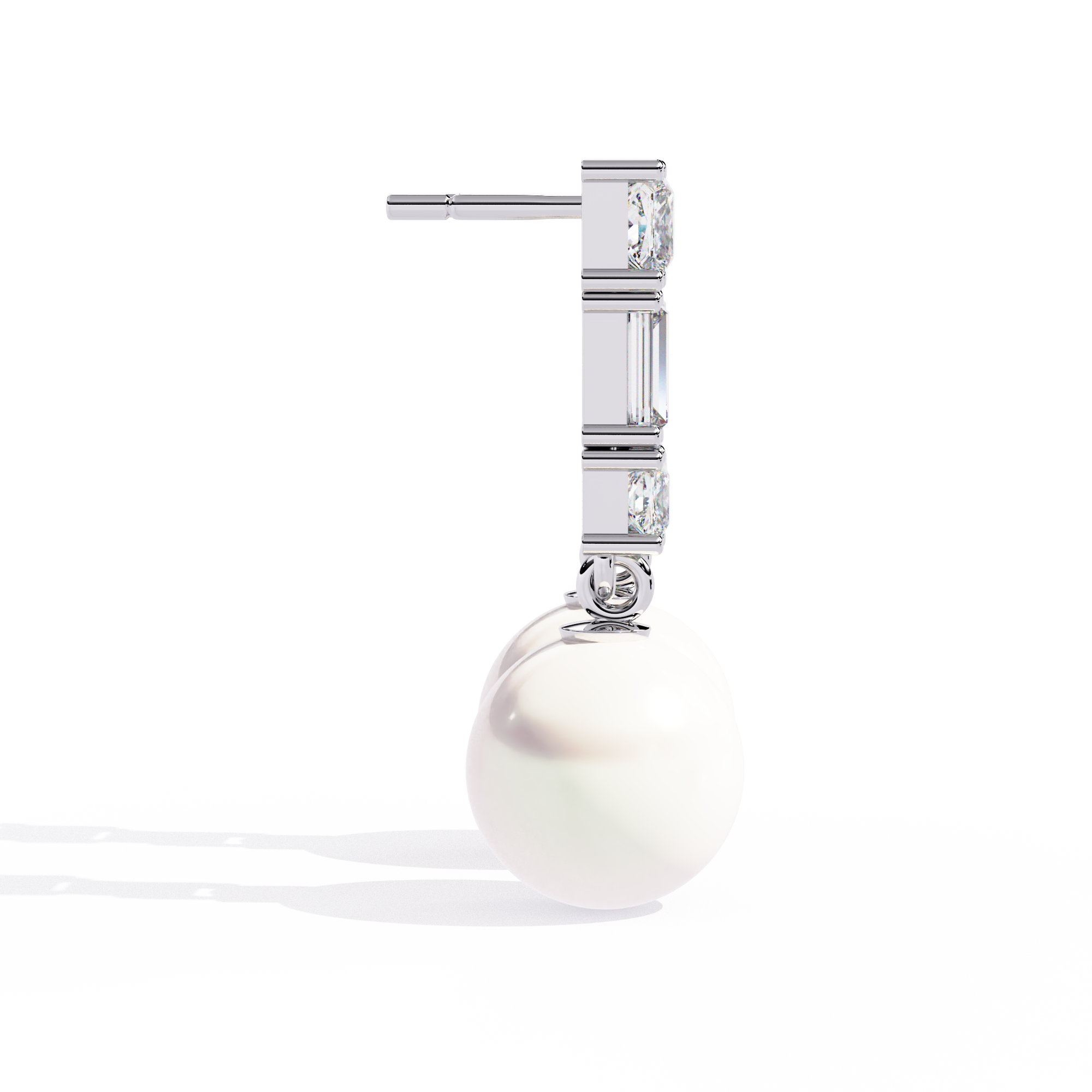Square Cut Diamond Pearl Drops