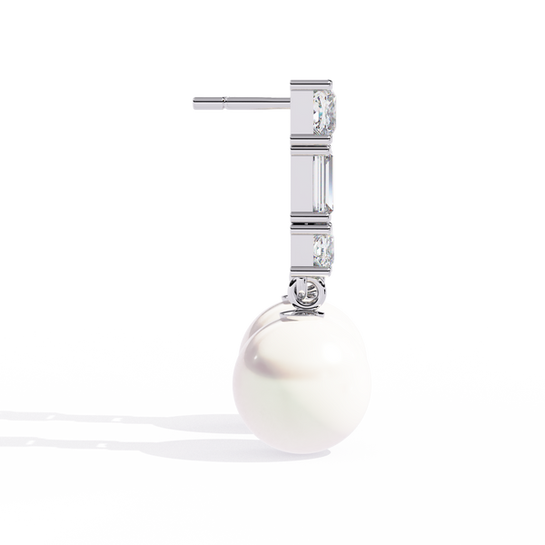 Square Cut Diamond Pearl Drops