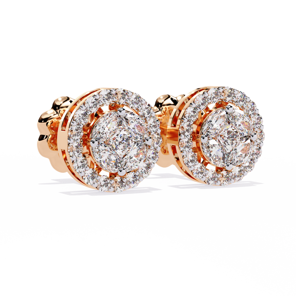 Sparkling Halo Stud Earrings