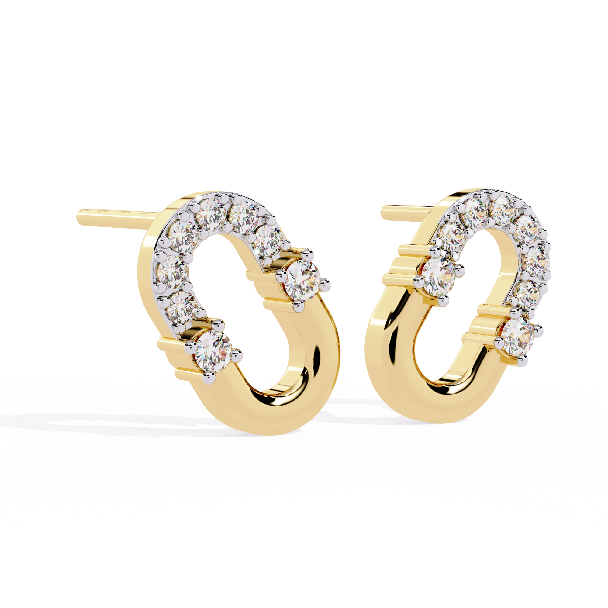 Asymmetrical Diamond Stud Earrings
