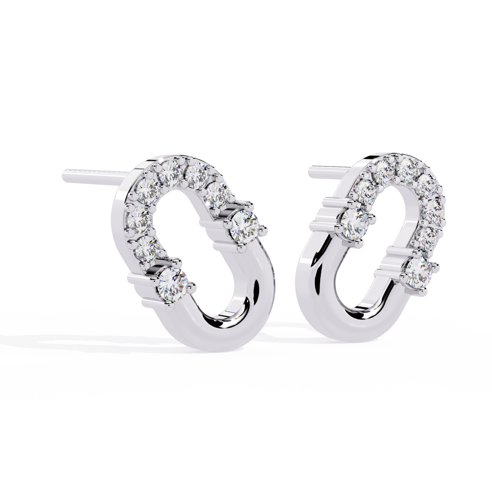 Asymmetrical Diamond Stud Earrings