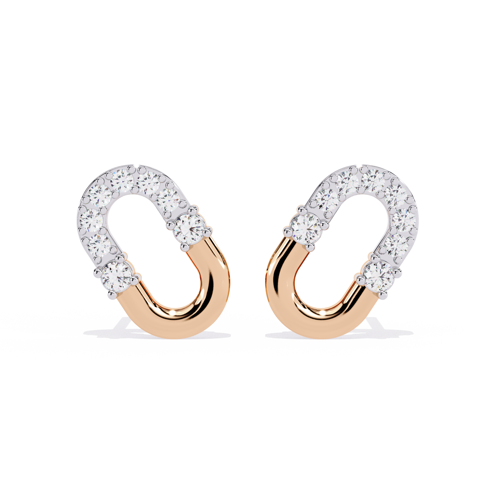 Asymmetrical Diamond Stud Earrings