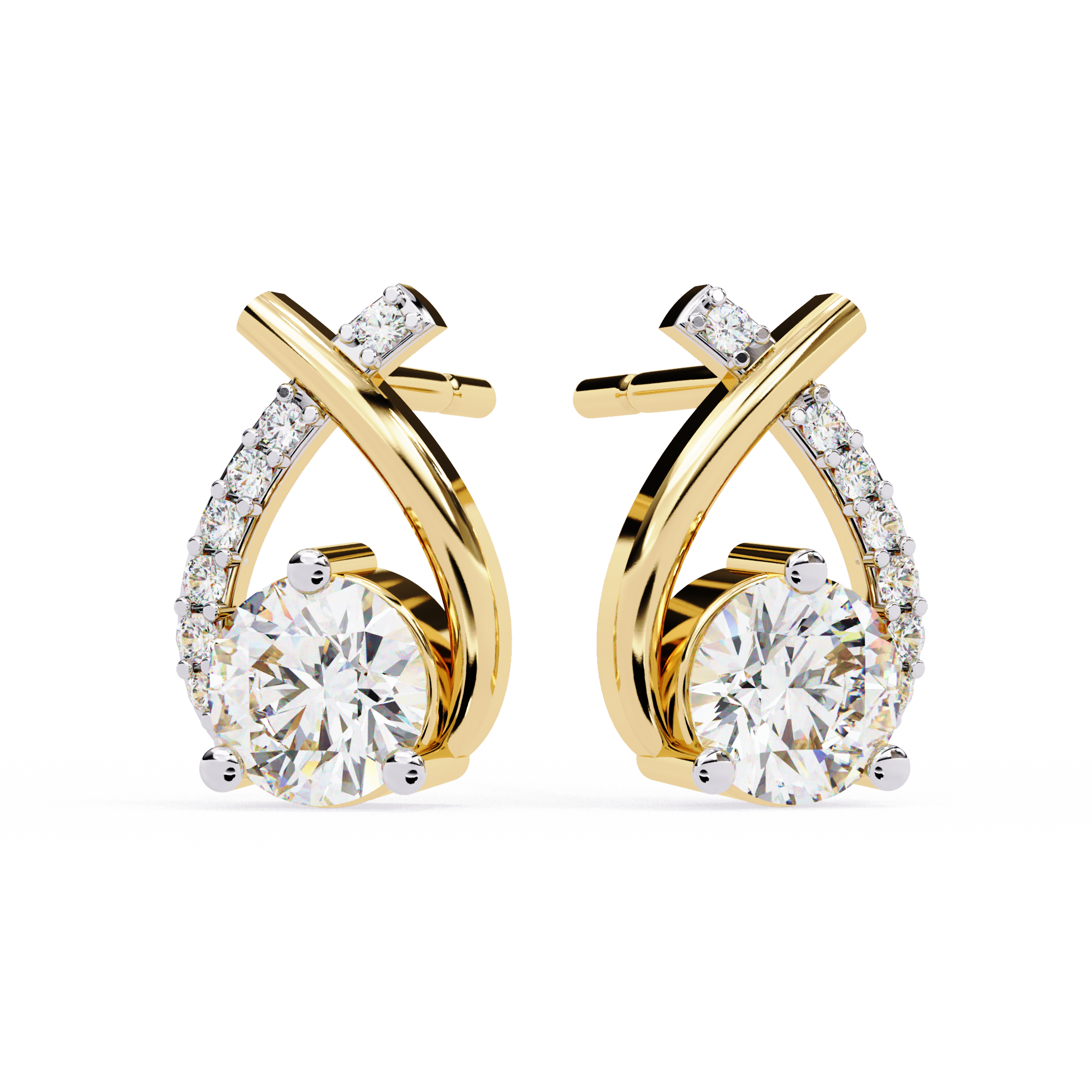 Sophisticated Gold Diamond Stud Earrings