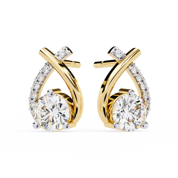Sophisticated Gold Diamond Stud Earrings