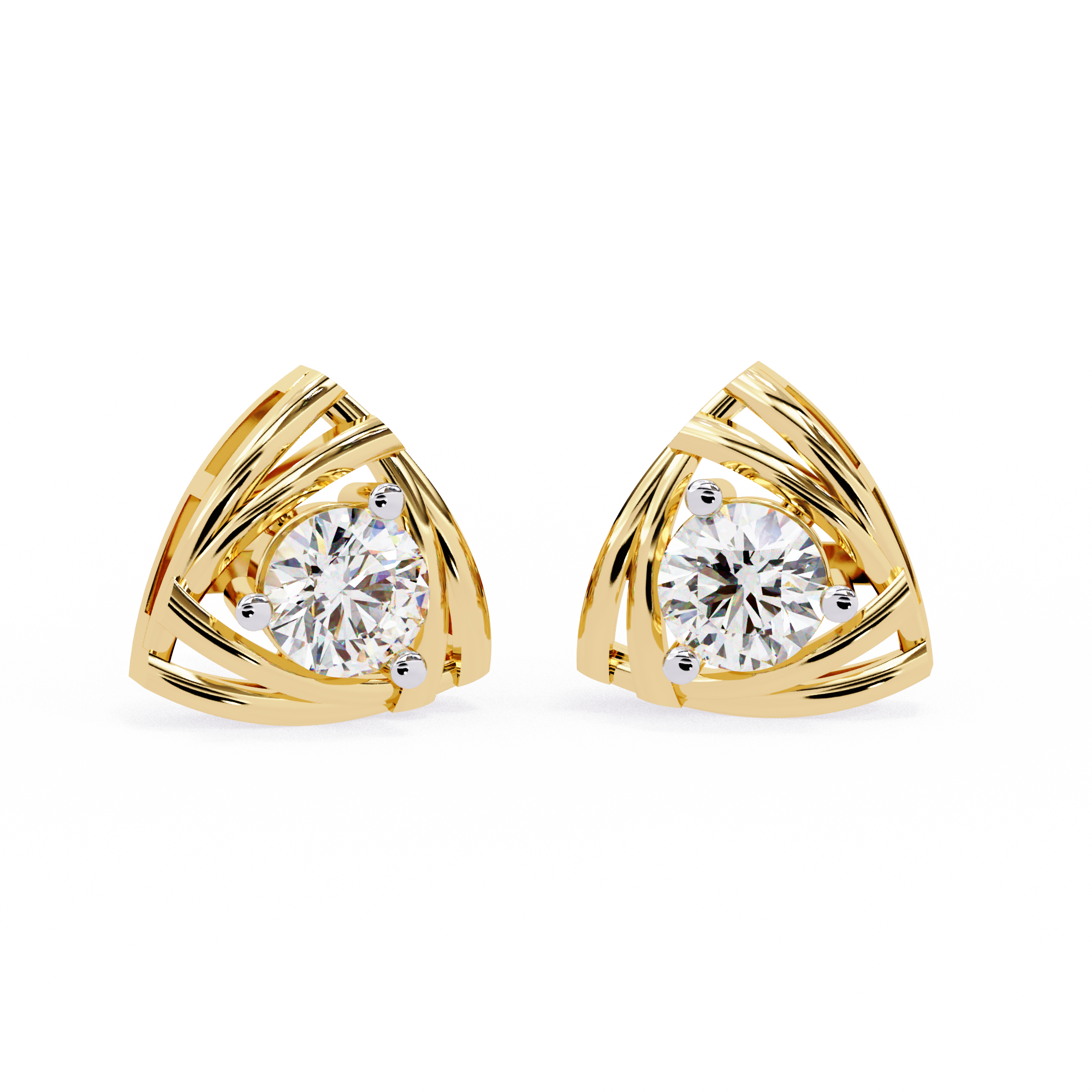 Triangle Halo Diamond Stud Earrings