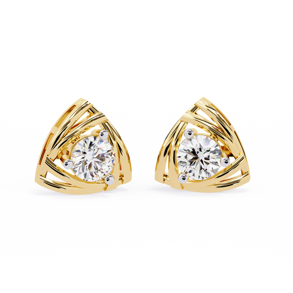 Triangle Halo Diamond Stud Earrings