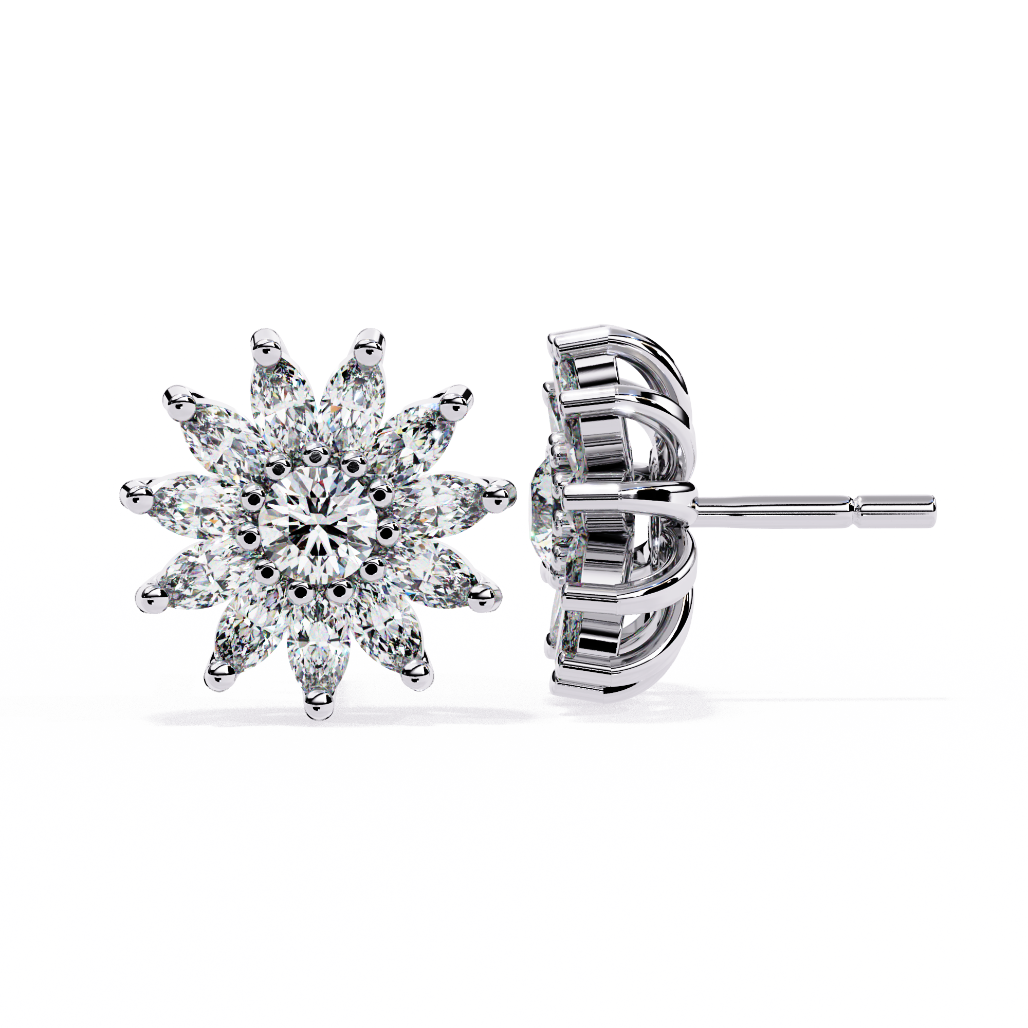 Starburst Diamond Stud Earrings