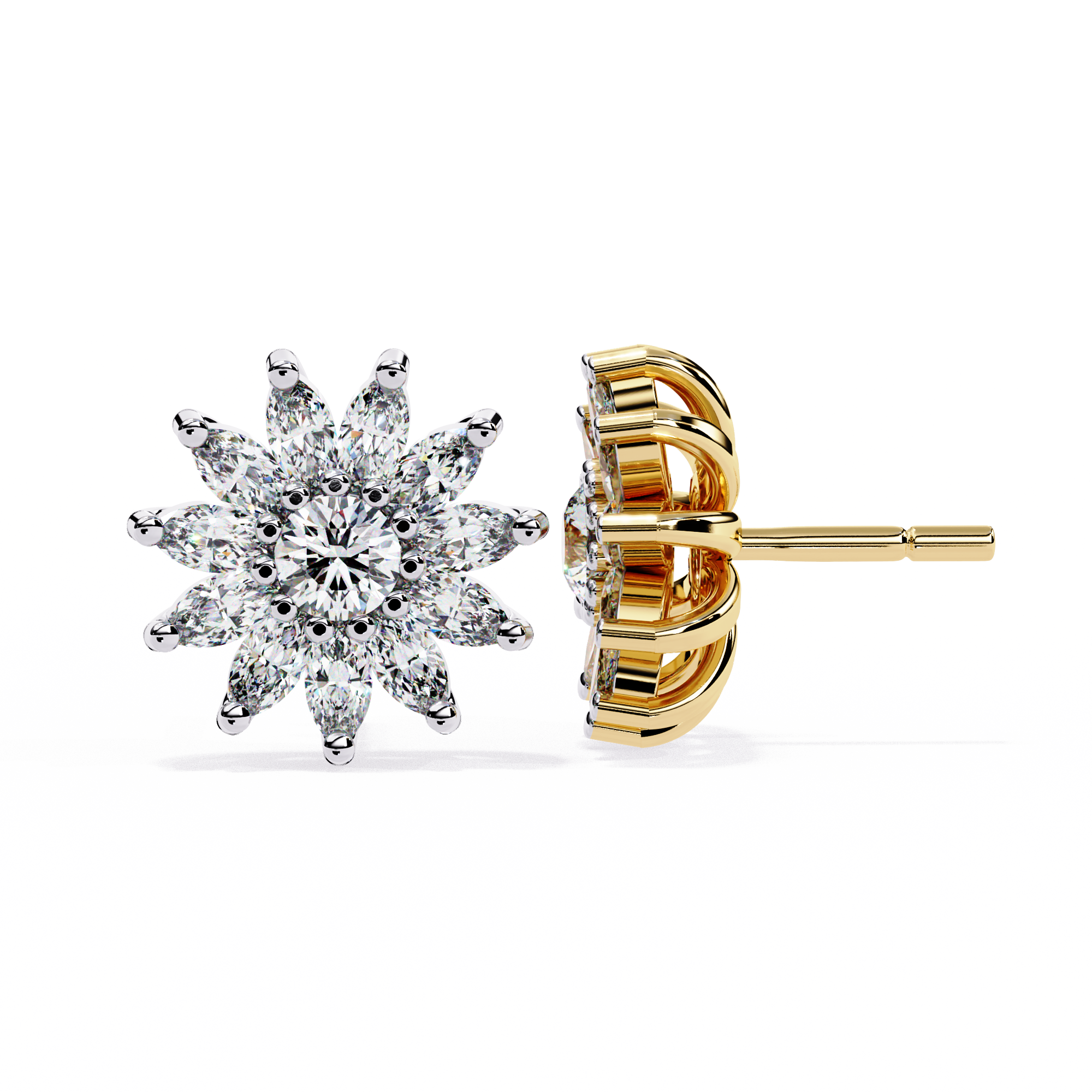 Starburst Diamond Stud Earrings