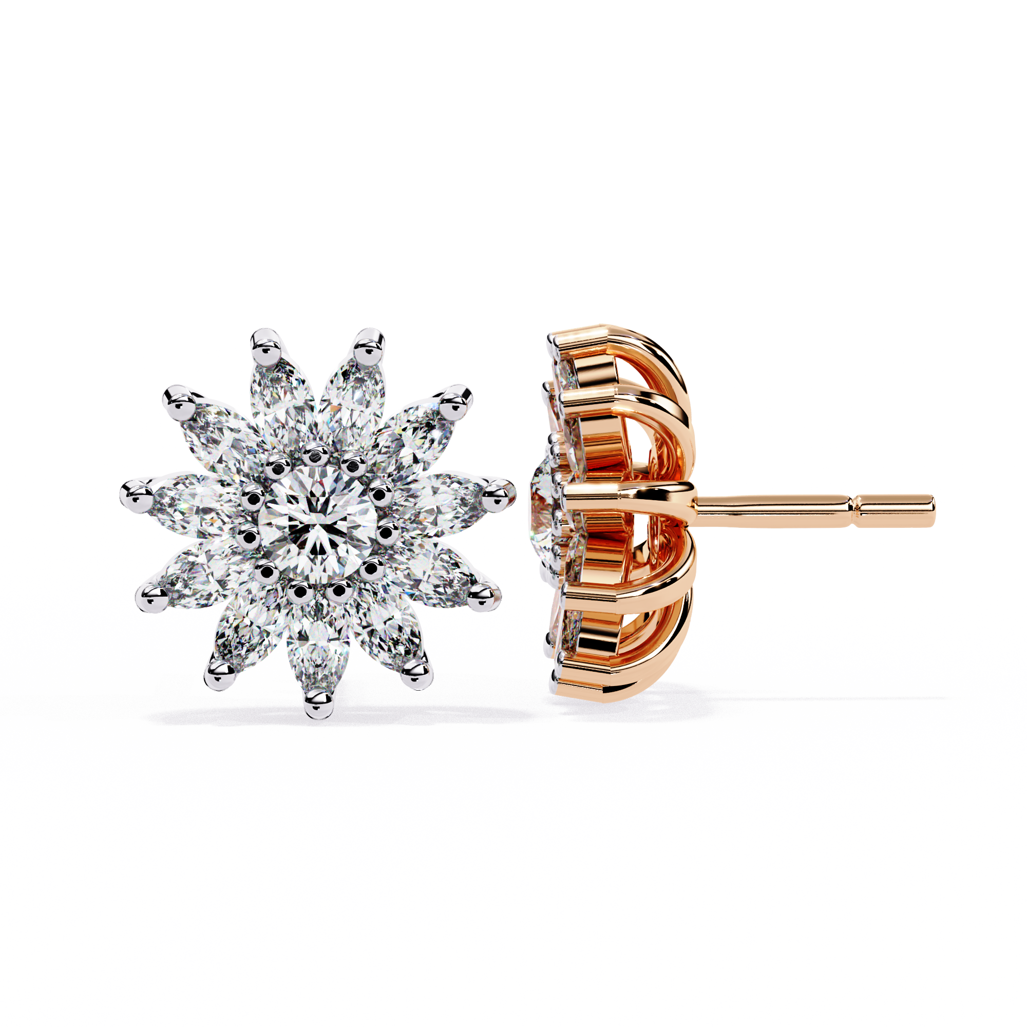 Starburst Diamond Stud Earrings