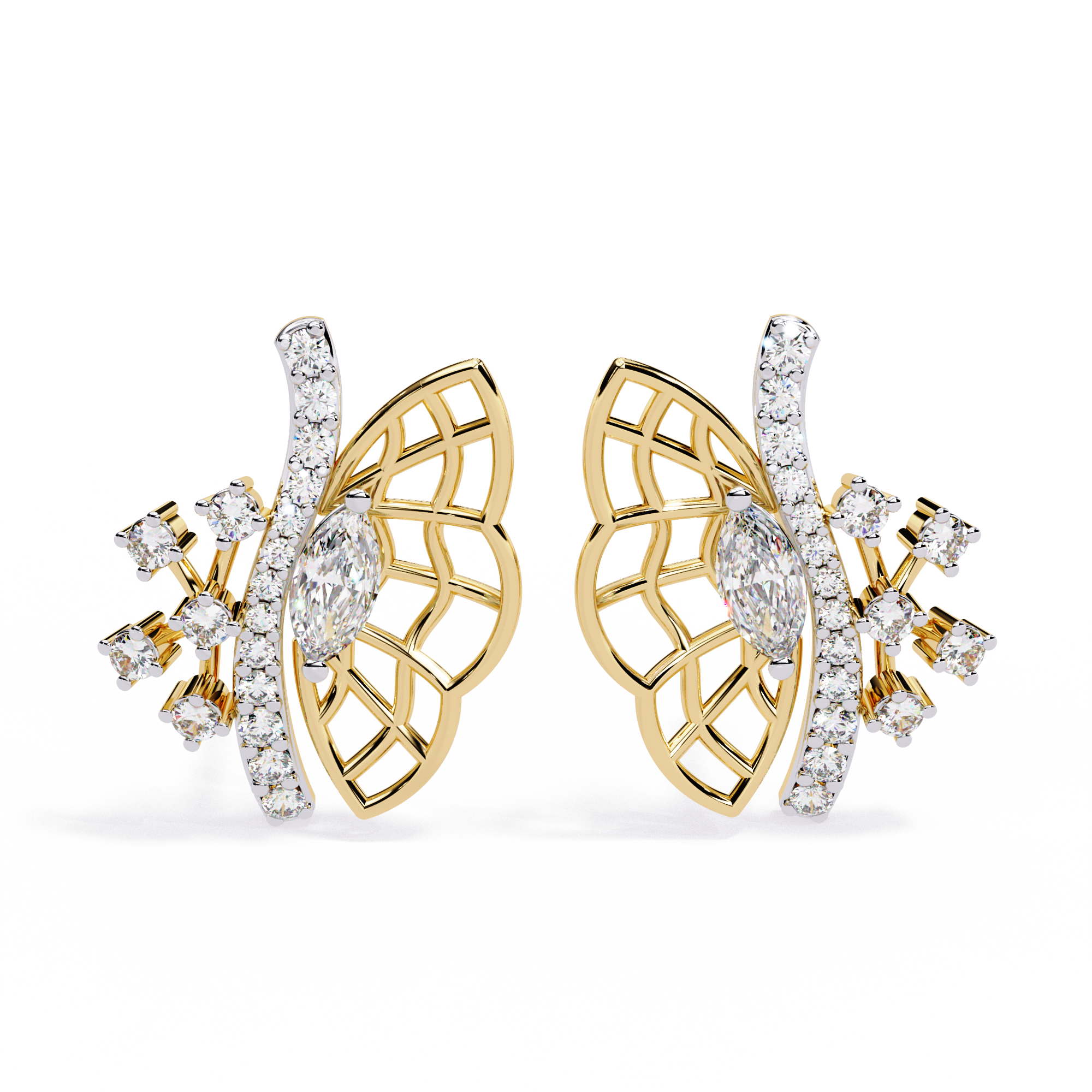 Butterfly Diamond Stud Earrings