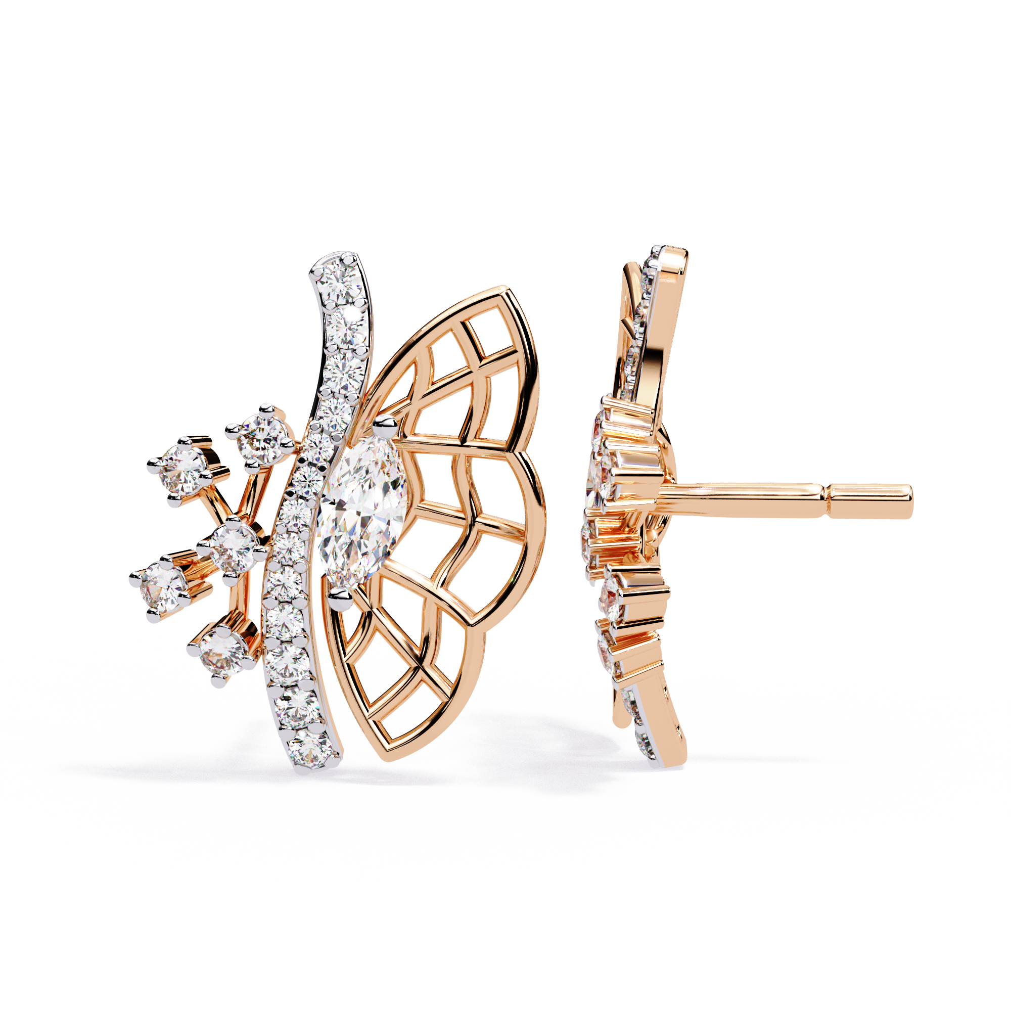 Butterfly Diamond Stud Earrings
