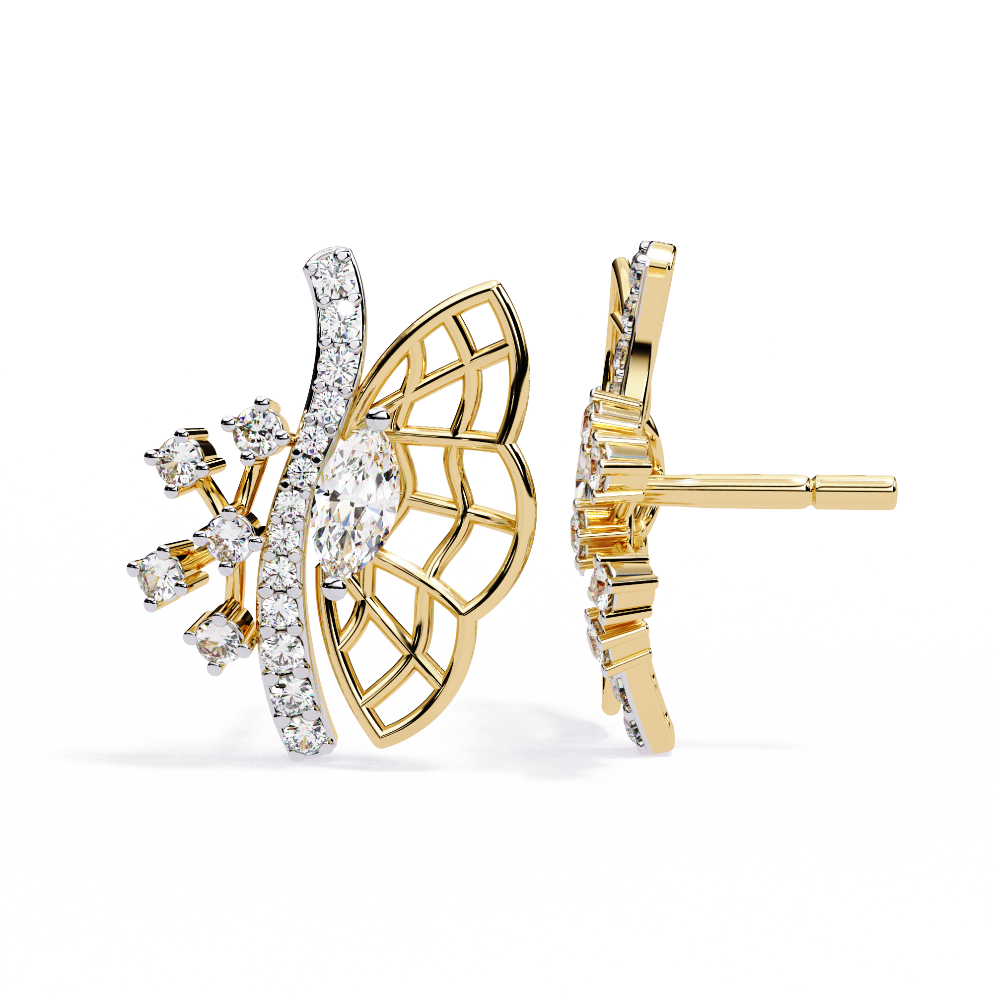 Butterfly Diamond Stud Earrings