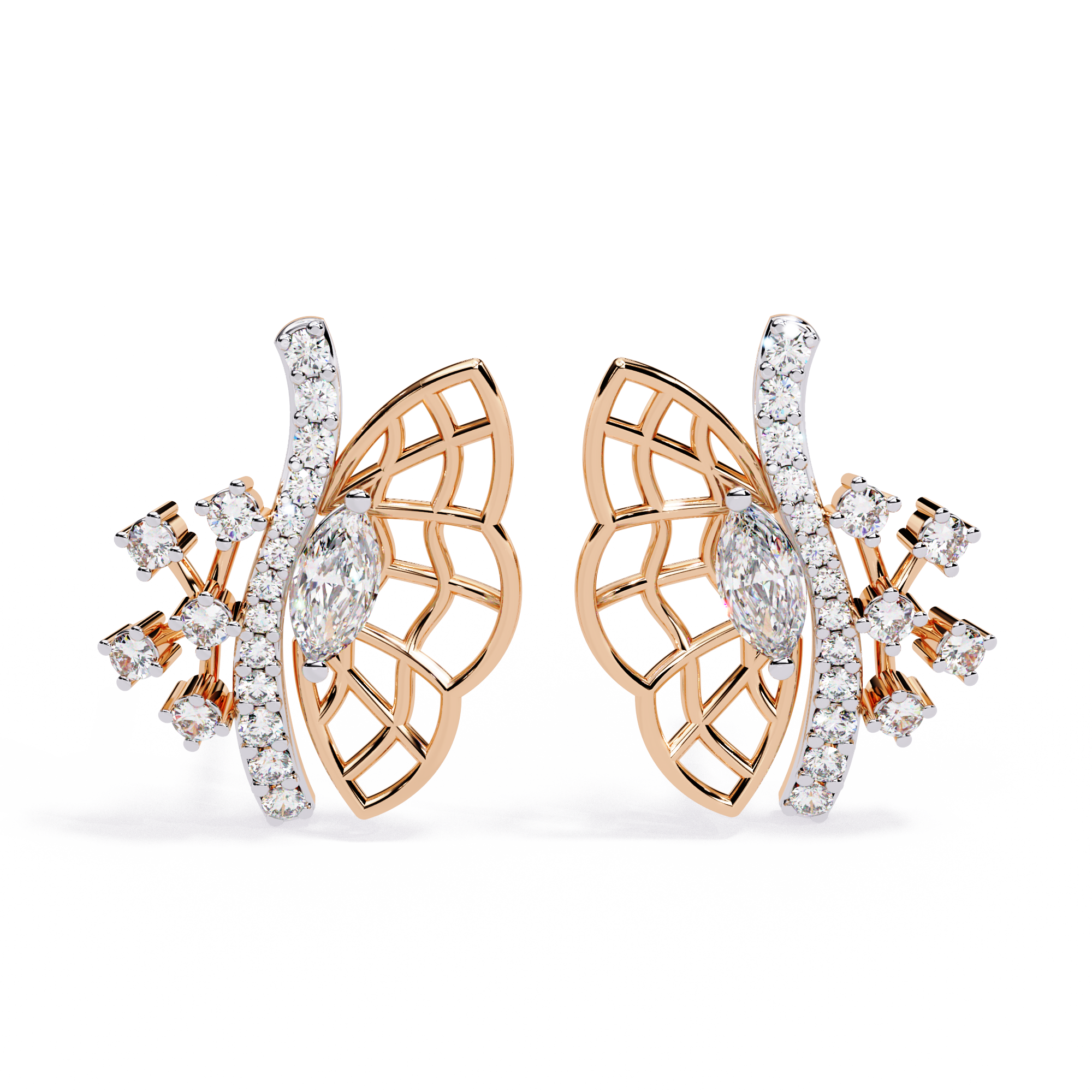 Butterfly Diamond Stud Earrings
