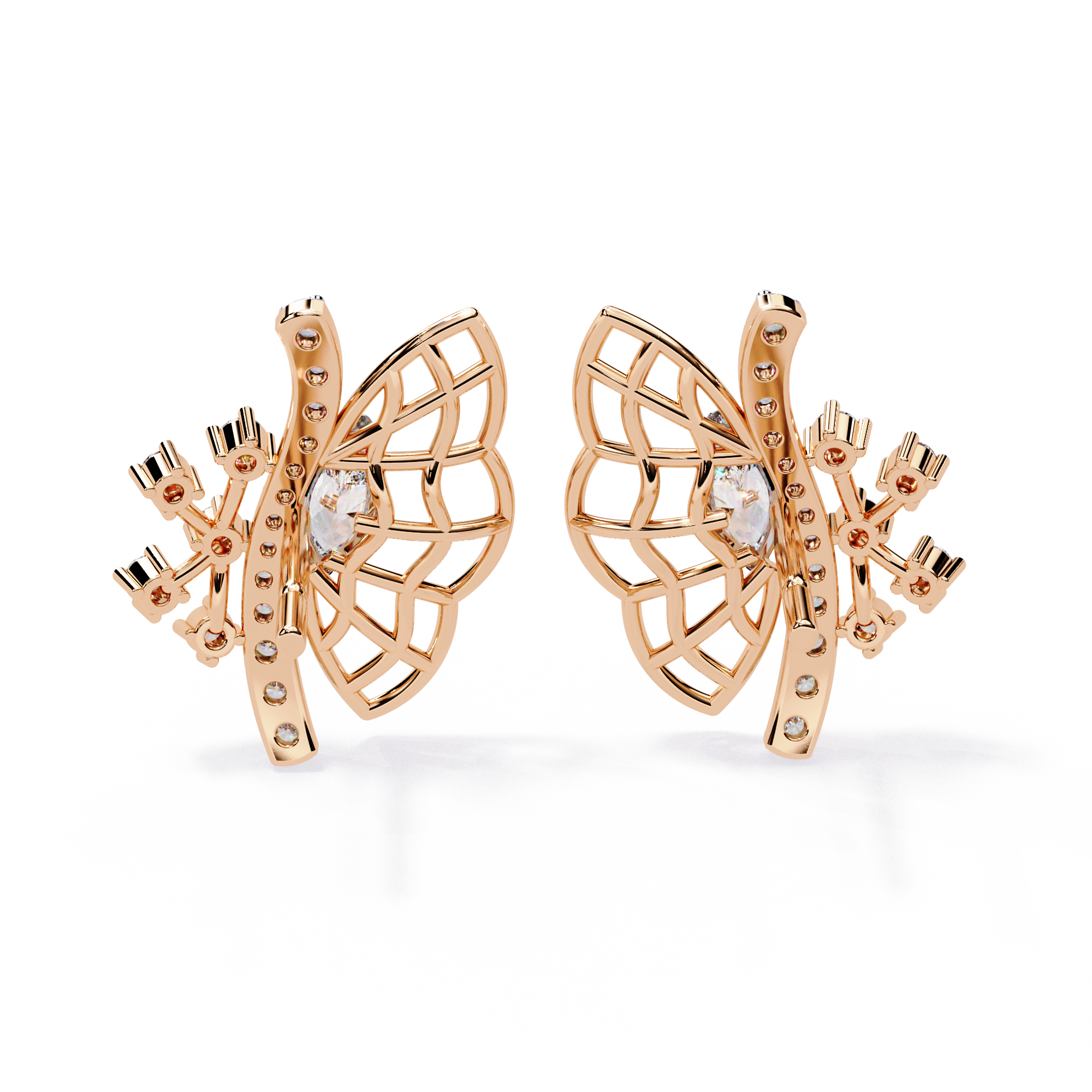 Butterfly Diamond Stud Earrings