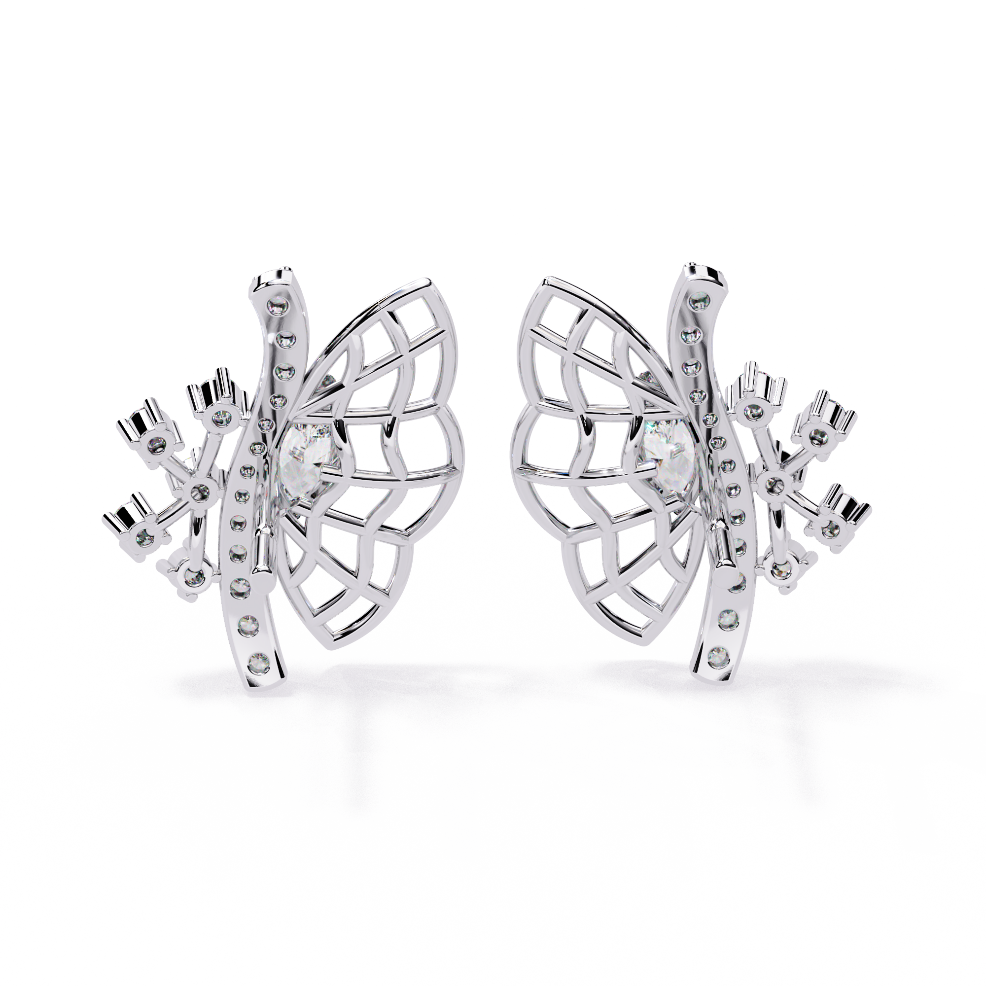 Butterfly Diamond Stud Earrings