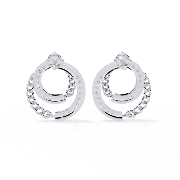 Chain Link Diamond Stud Earrings